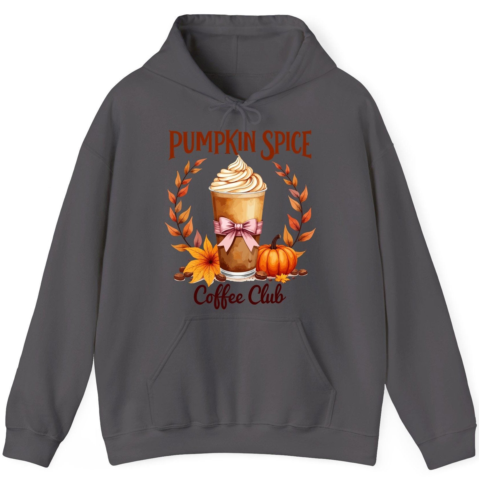 Pumpkin Spice Coffee Club pumpkin spice latte Hoodie Charcoal product mockup