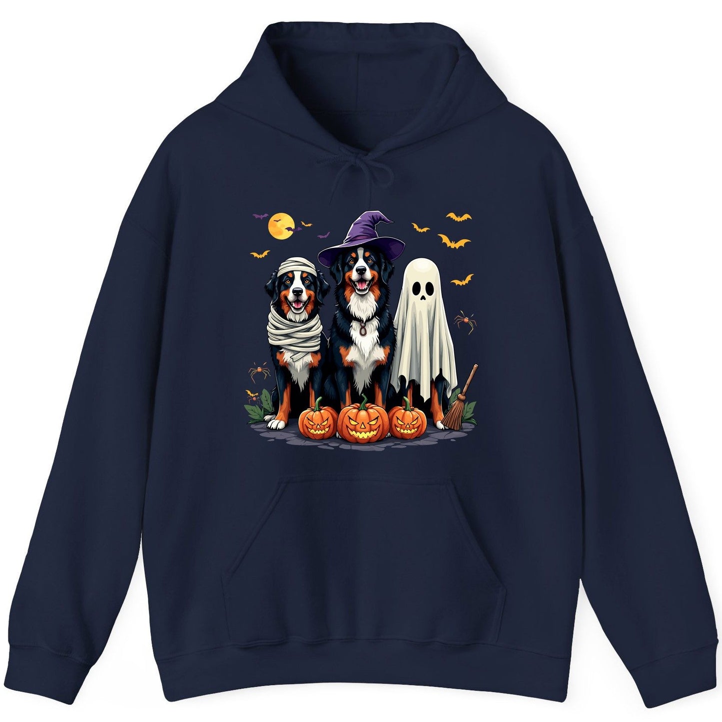 Halloween Bernese Mountain Dogs bernese mountain dog Hoodie Navy product mockup