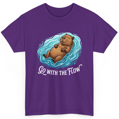 Go WITH THE Flow Funny Capybara T-Shirt - product mockup - Purple