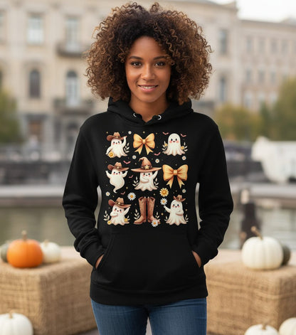 Boo Haw Cute Ghost cute ghost Hoodie Black lifestyle mockup