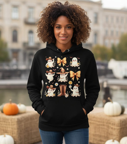 Boo Haw Cute Ghost cute ghost Hoodie Black lifestyle mockup