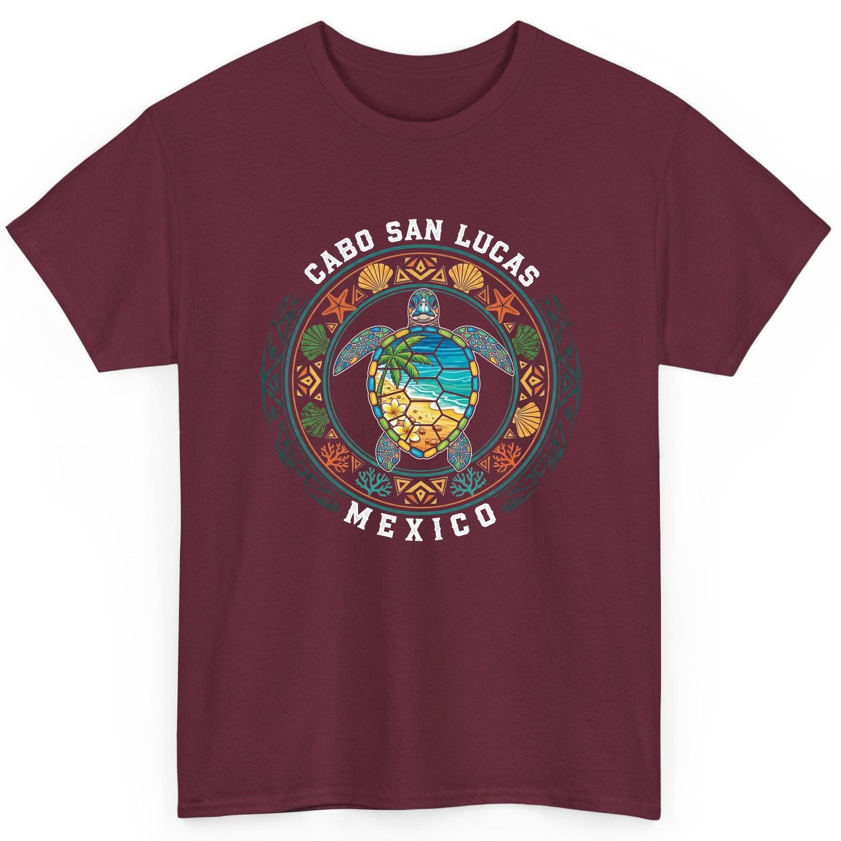 Cabo San Lucas Mexico sea turtle T-Shirt Maroon product mockup