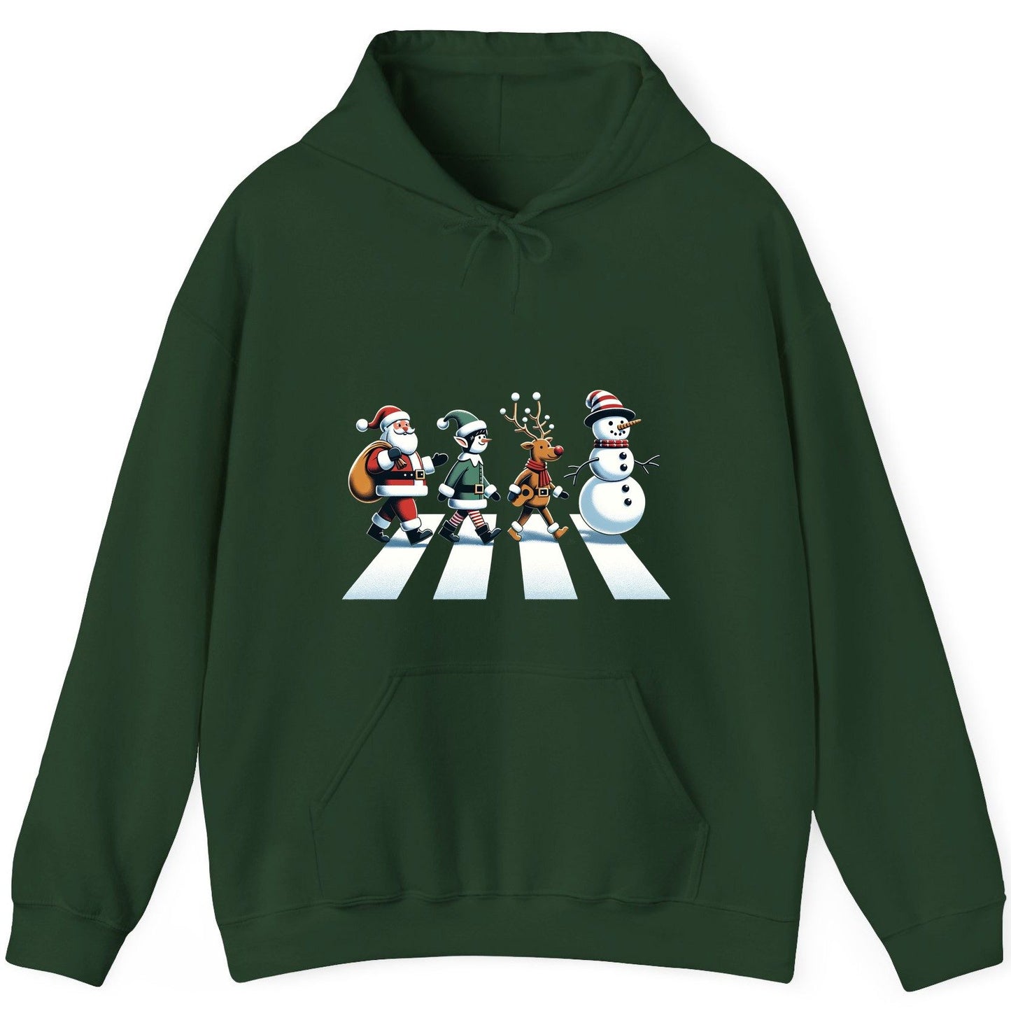 Christmas Abbey Road Parody Christmas abbey road parody Hoodie Forest Green product mockup