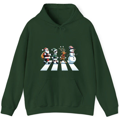Christmas Abbey Road Parody Christmas abbey road parody Hoodie Forest Green product mockup