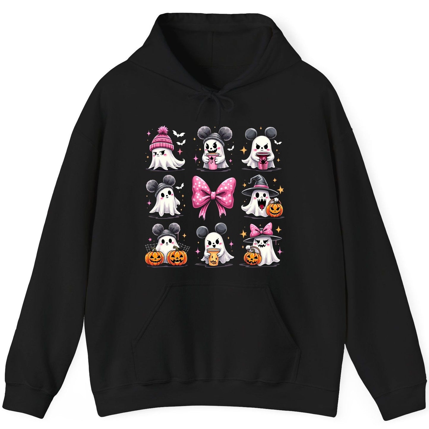 Cute Pink Halloween Ghosts Halloween ghosts Hoodie Black product mockup