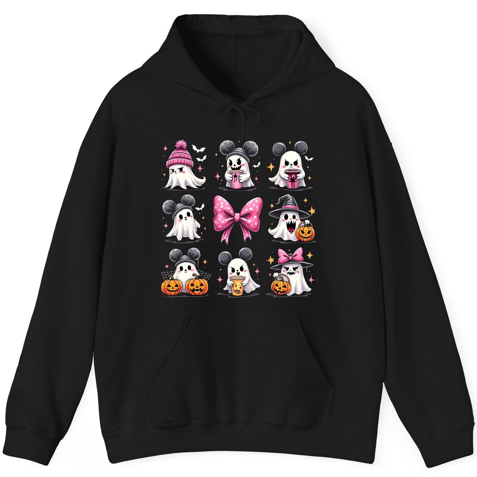 Cute Pink Halloween Ghosts Halloween ghosts Hoodie Black product mockup