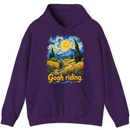 Gogh Riding van gogh art parody Hoodie Purple product mockup