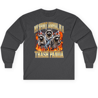 My Spirit Animal Is a Trash Panda raccoon Long Sleeve Tee Dark Heather product mockup
