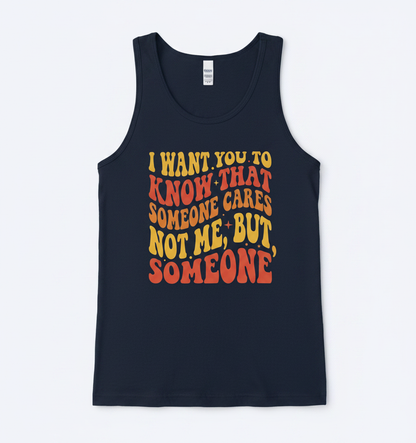 Sarcastic Retro 'Someone Cares' Quote Tank Top - Navy