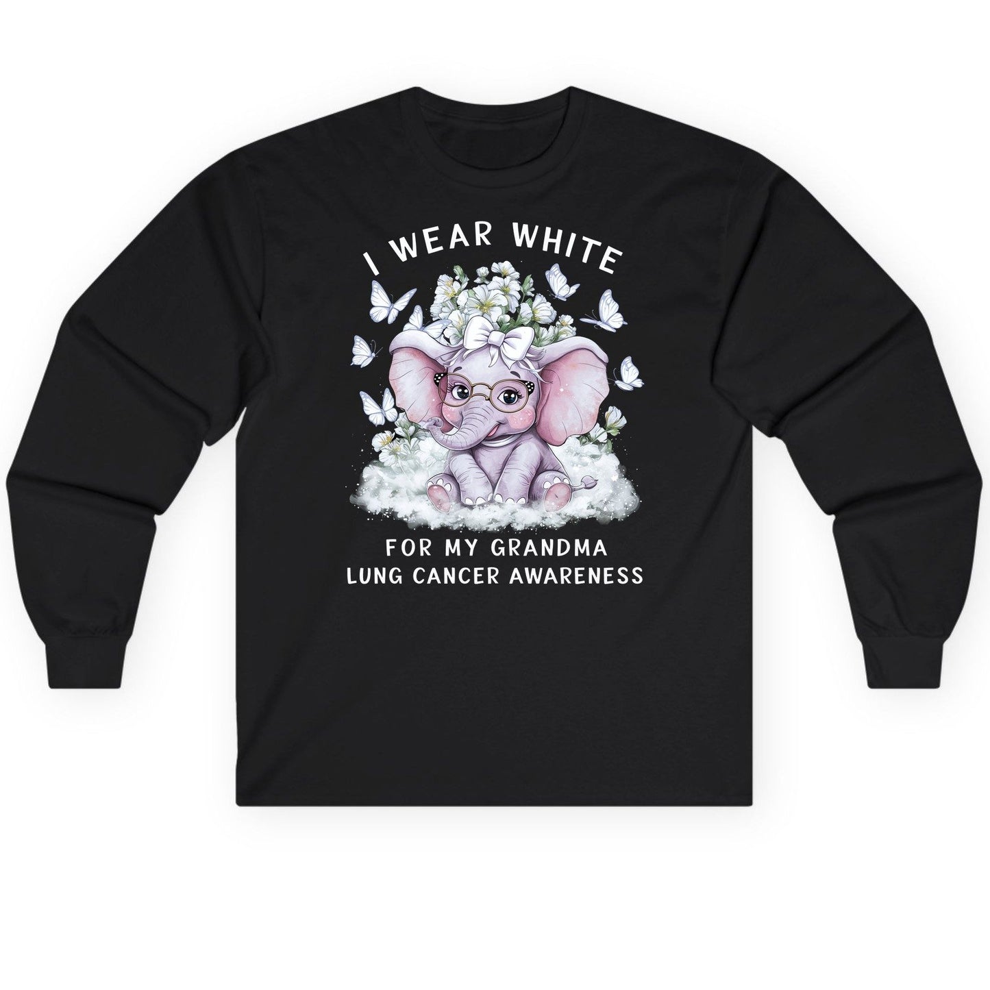 I Wear White for My Grandma Lung Cancer Awareness lung cancer awareness Long Sleeve Tee Black product mockup
