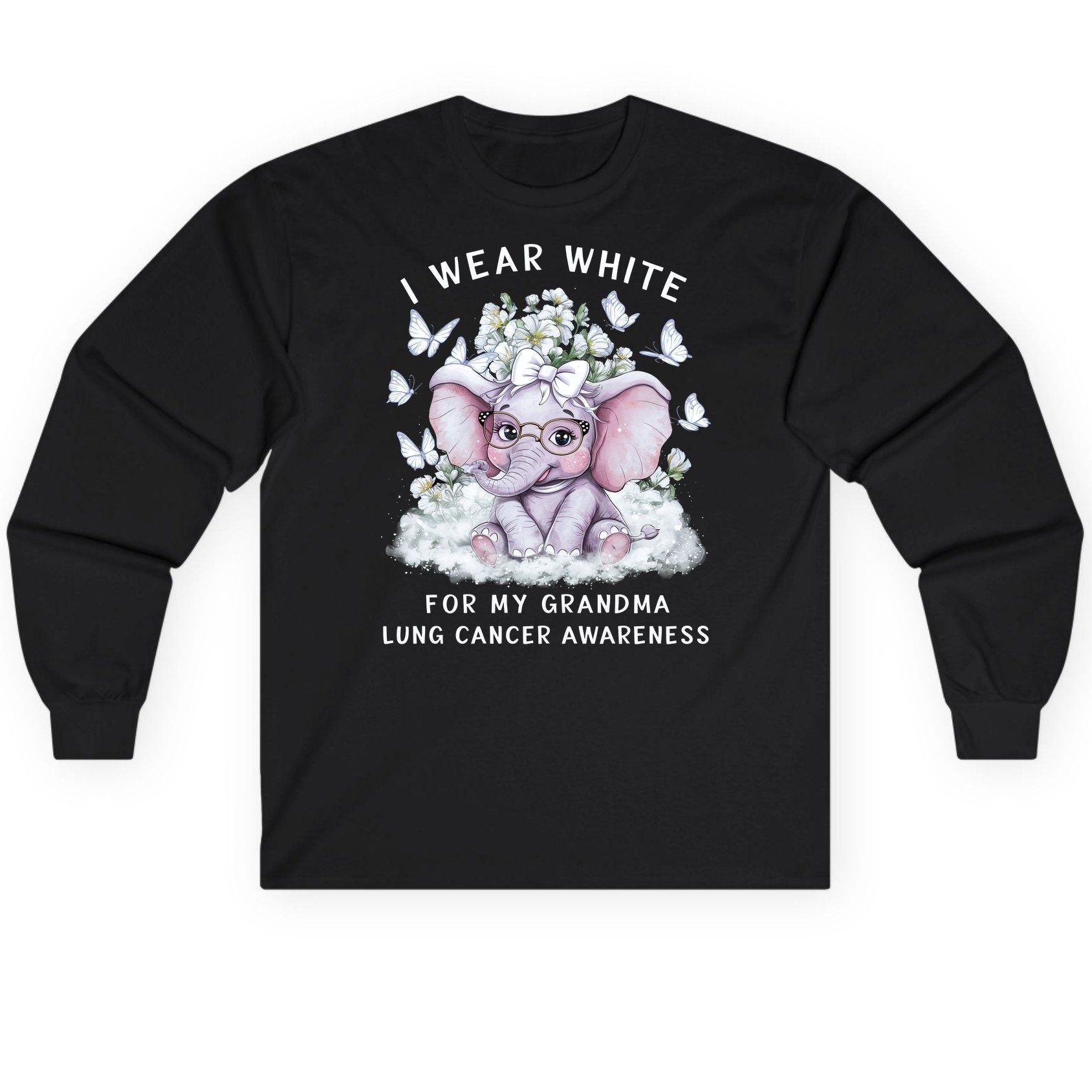 I Wear White for My Grandma Lung Cancer Awareness lung cancer awareness Long Sleeve Tee Black product mockup