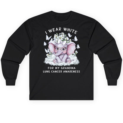 I Wear White for My Grandma Lung Cancer Awareness lung cancer awareness Long Sleeve Tee Black product mockup