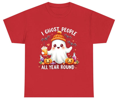 I Ghost People All Year Round cute ghost Youth T-Shirt Red product mockup