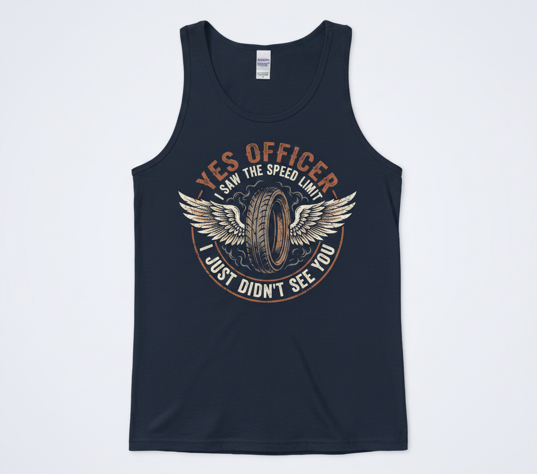 Yes Officer I Saw The Speed Limit Motorcycle Humor Tank Top - Navy