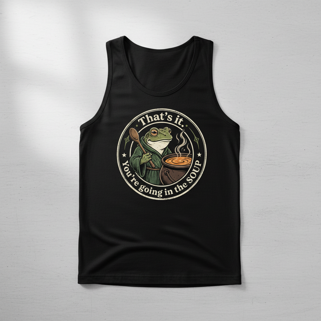 That's It You're Going In The Soup Frog Meme Tank Top - Black