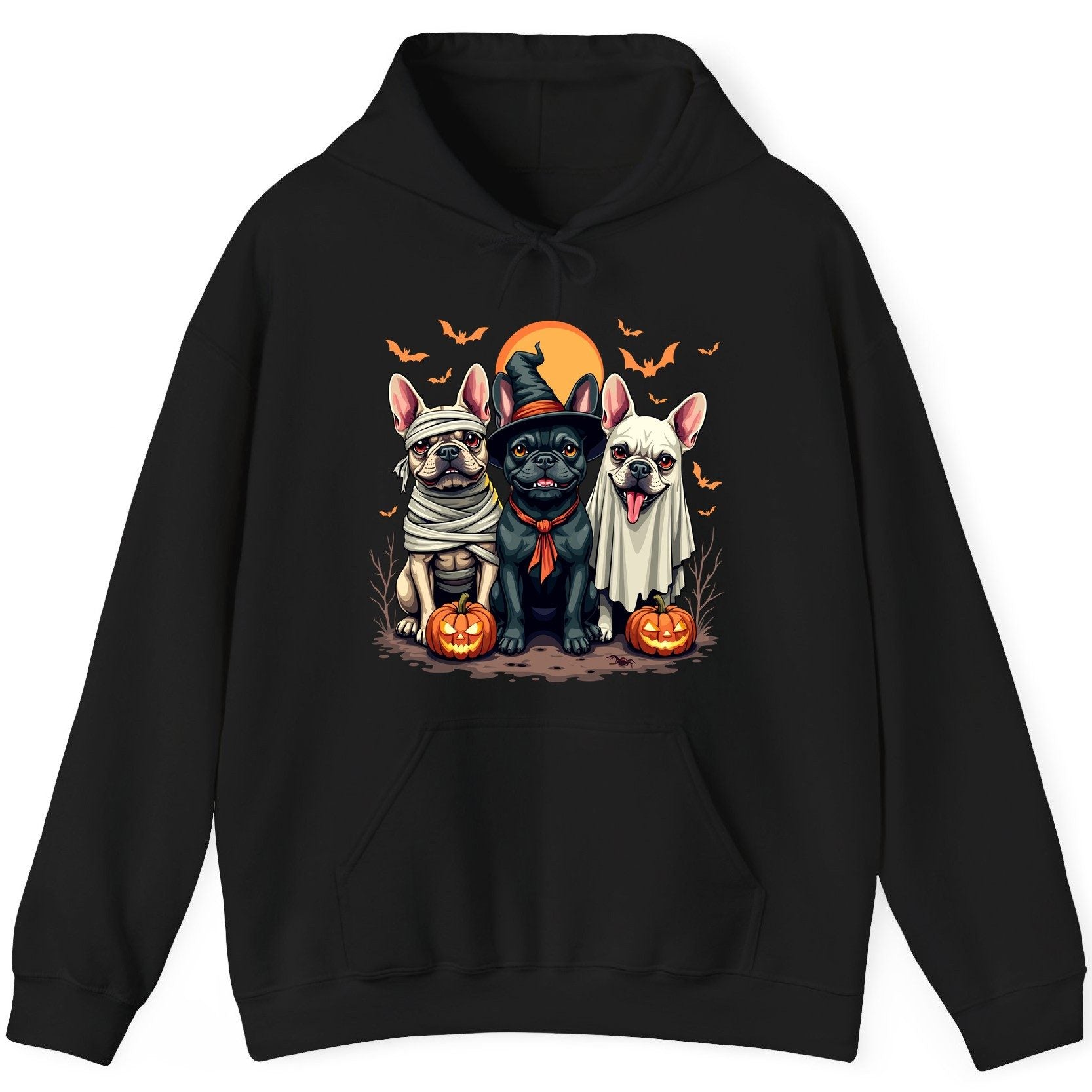 Halloween French Bulldogs Costumes french bulldogs Hoodie Black product mockup