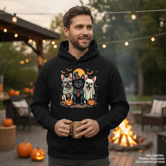 Halloween French Bulldogs Costumes french bulldogs Hoodie Black lifestyle mockup