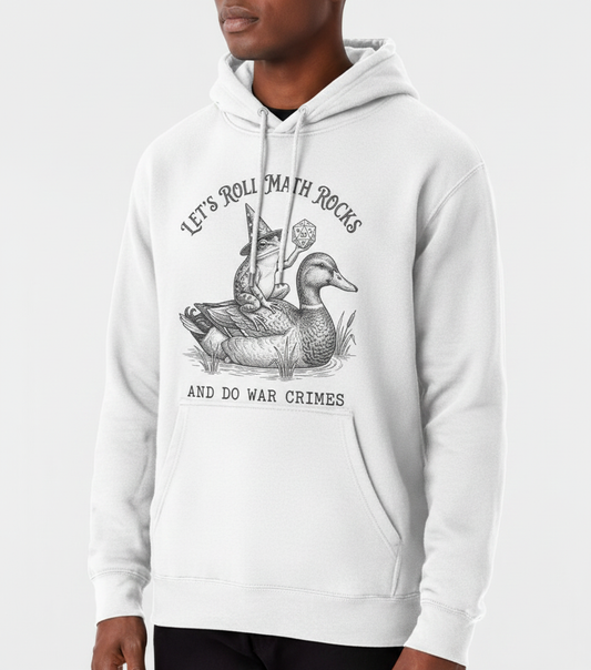 Frog Wizard on Duck Let's Roll Math Rocks And Do War Crimes Hoodie - White