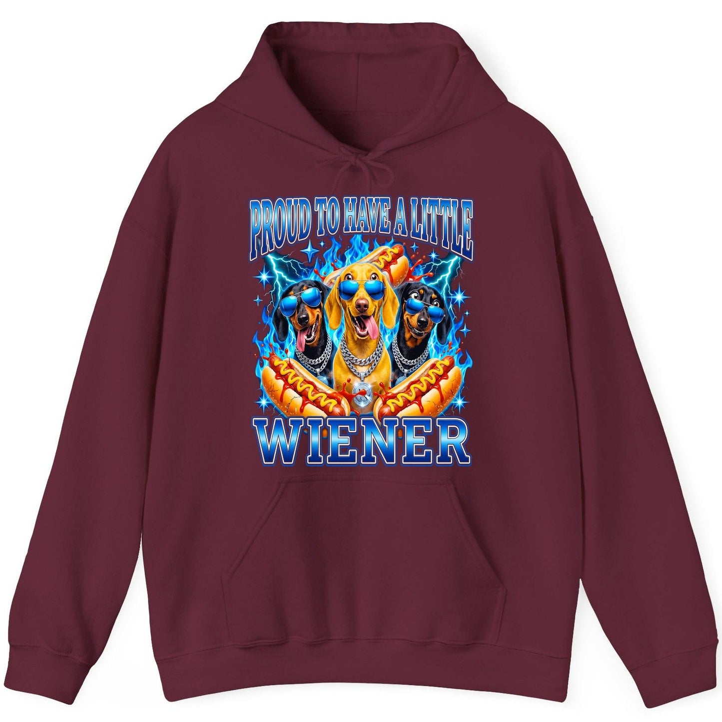 Proud to Have a Little Wiener dachshund dogs Hoodie Maroon product mockup