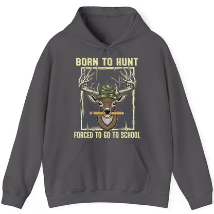 Born to Hunt Forced to Go to School hunting Hoodie Charcoal product mockup
