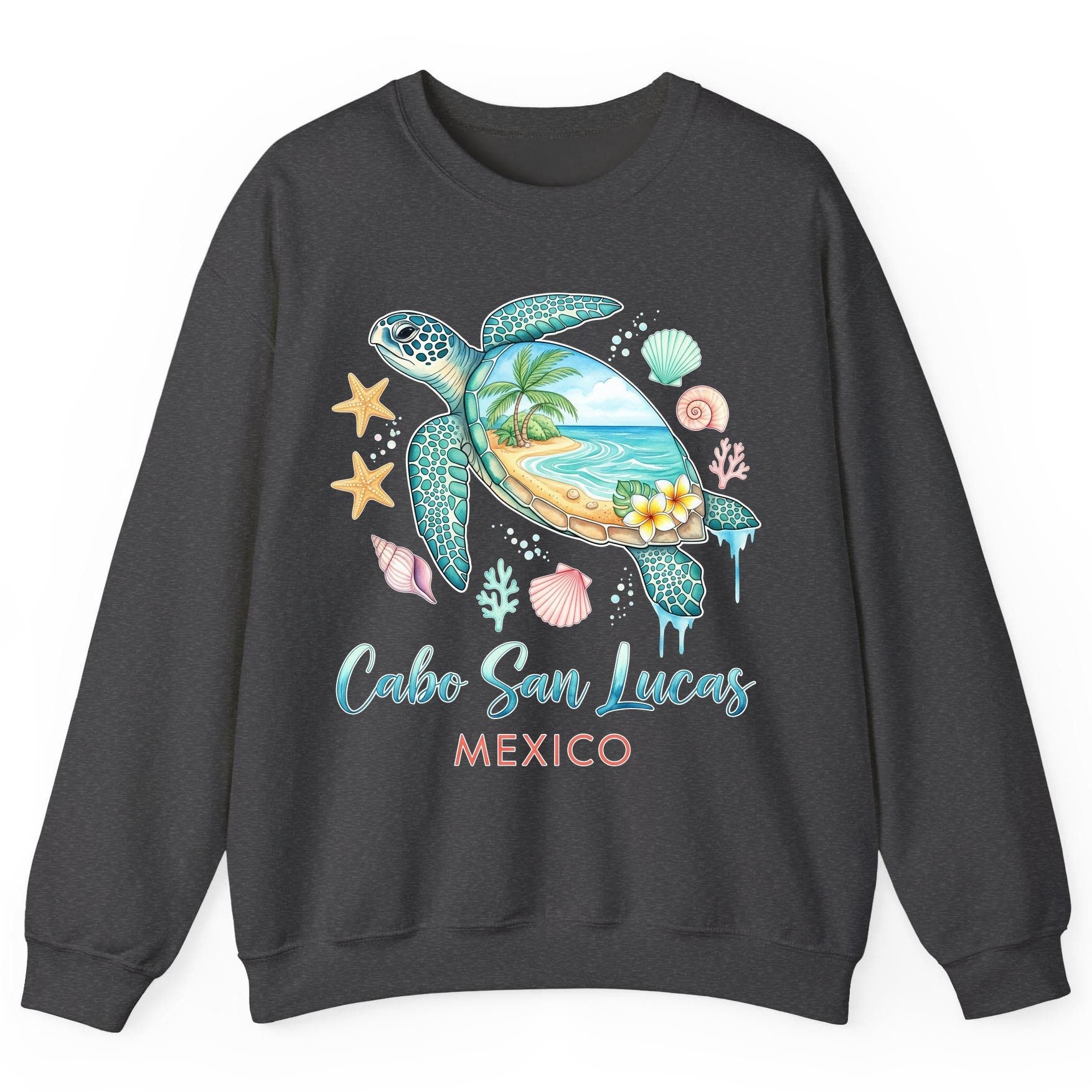 Cabo San Lucas Mexico sea turtle Sweatshirt Dark Heather product mockup