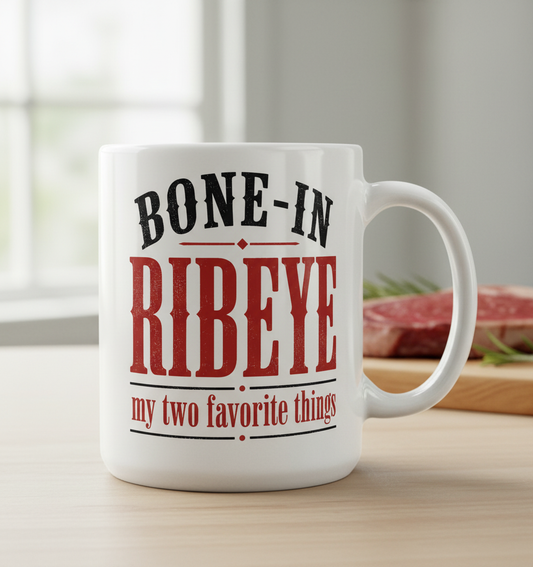 Bone-In Ribeye Steak Humor White Mug - White