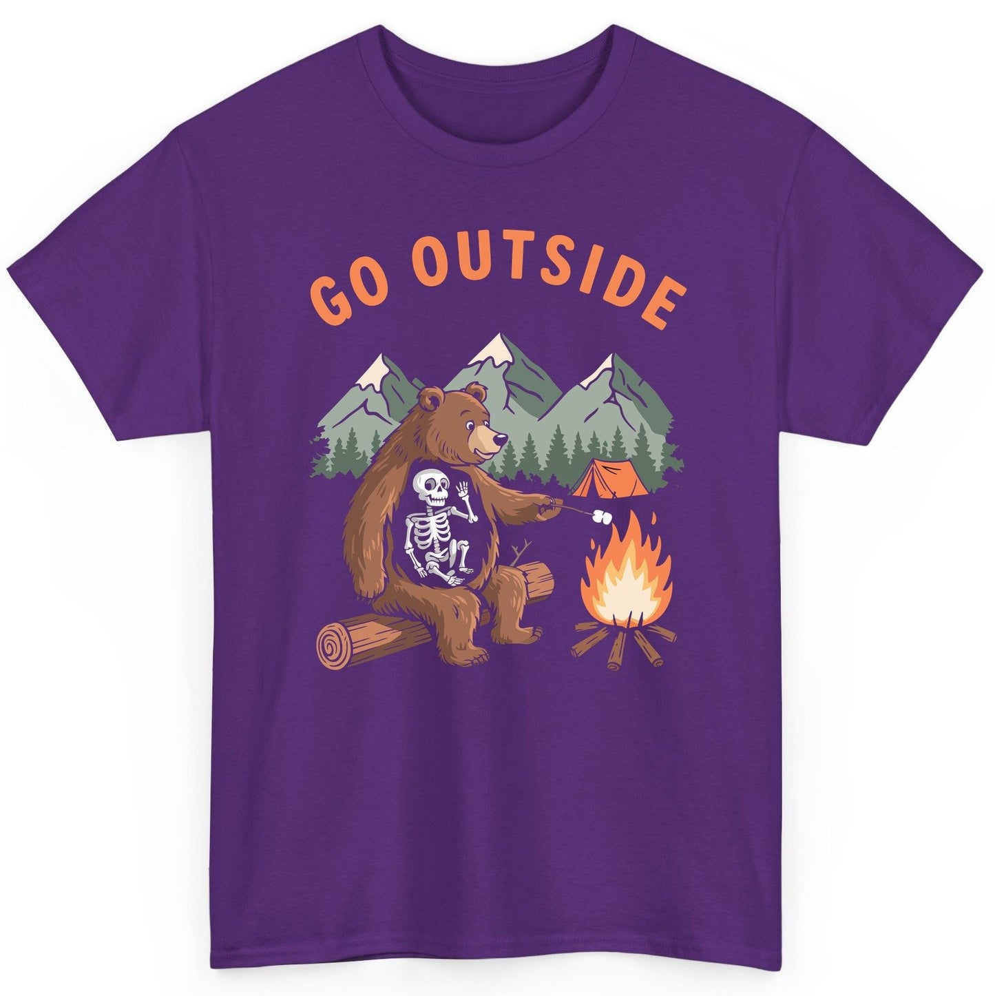 Go Outside funny bear T-Shirt Purple product mockup