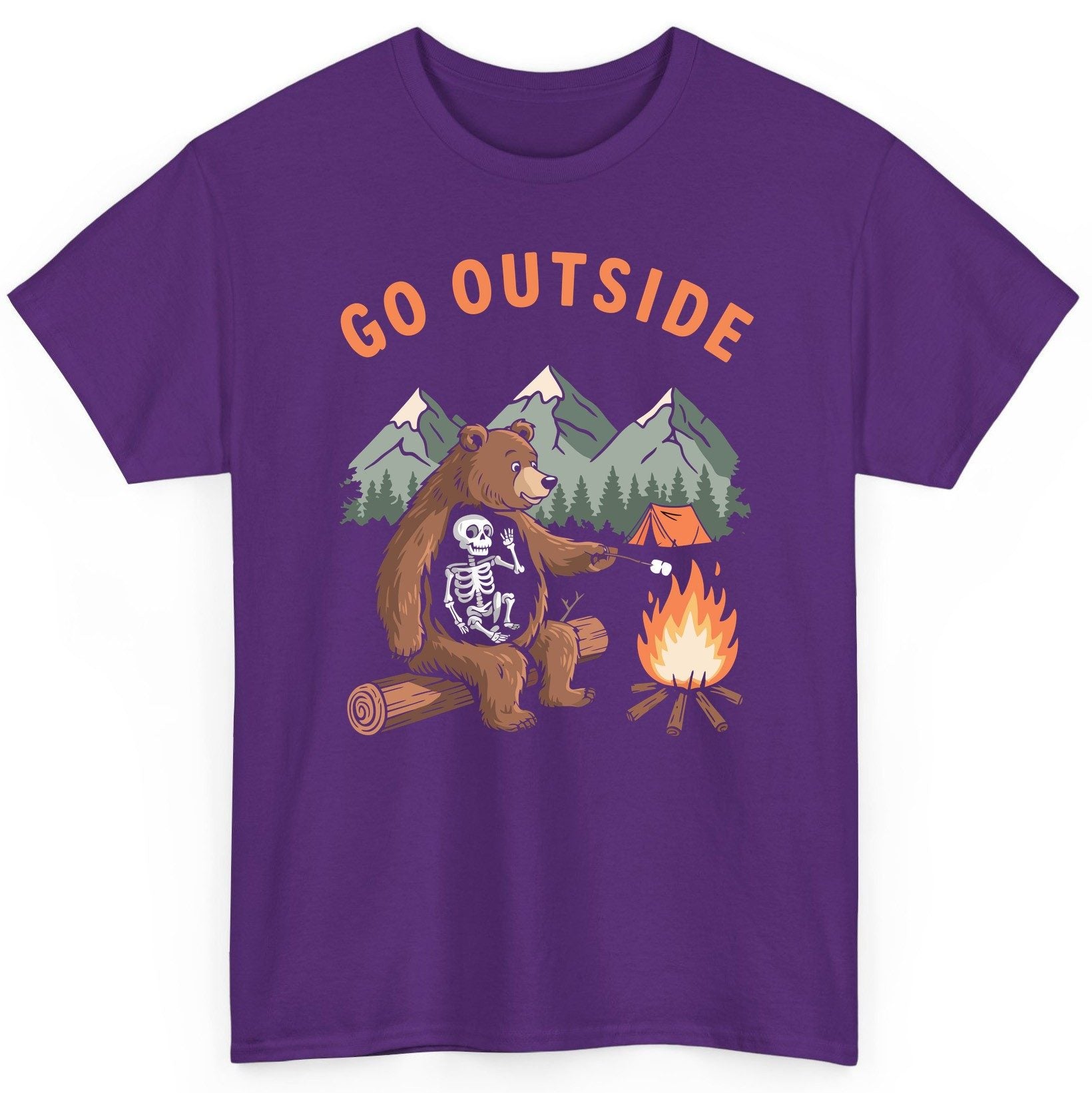 Go Outside funny bear T-Shirt Purple product mockup
