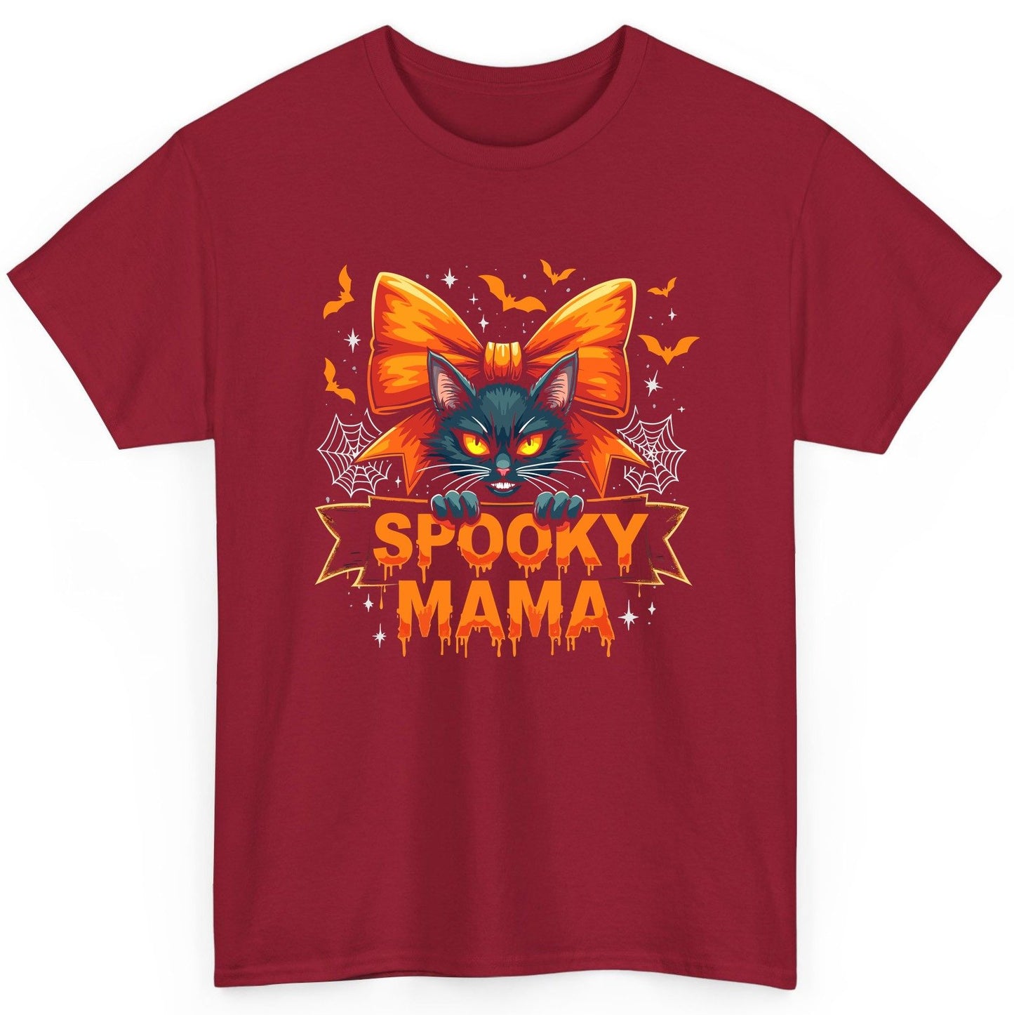 Spooky Mama black cat T-Shirt Cardinal Red product mockup