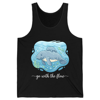 Go with the Flow Manatee Tank Top - product mockup - Black