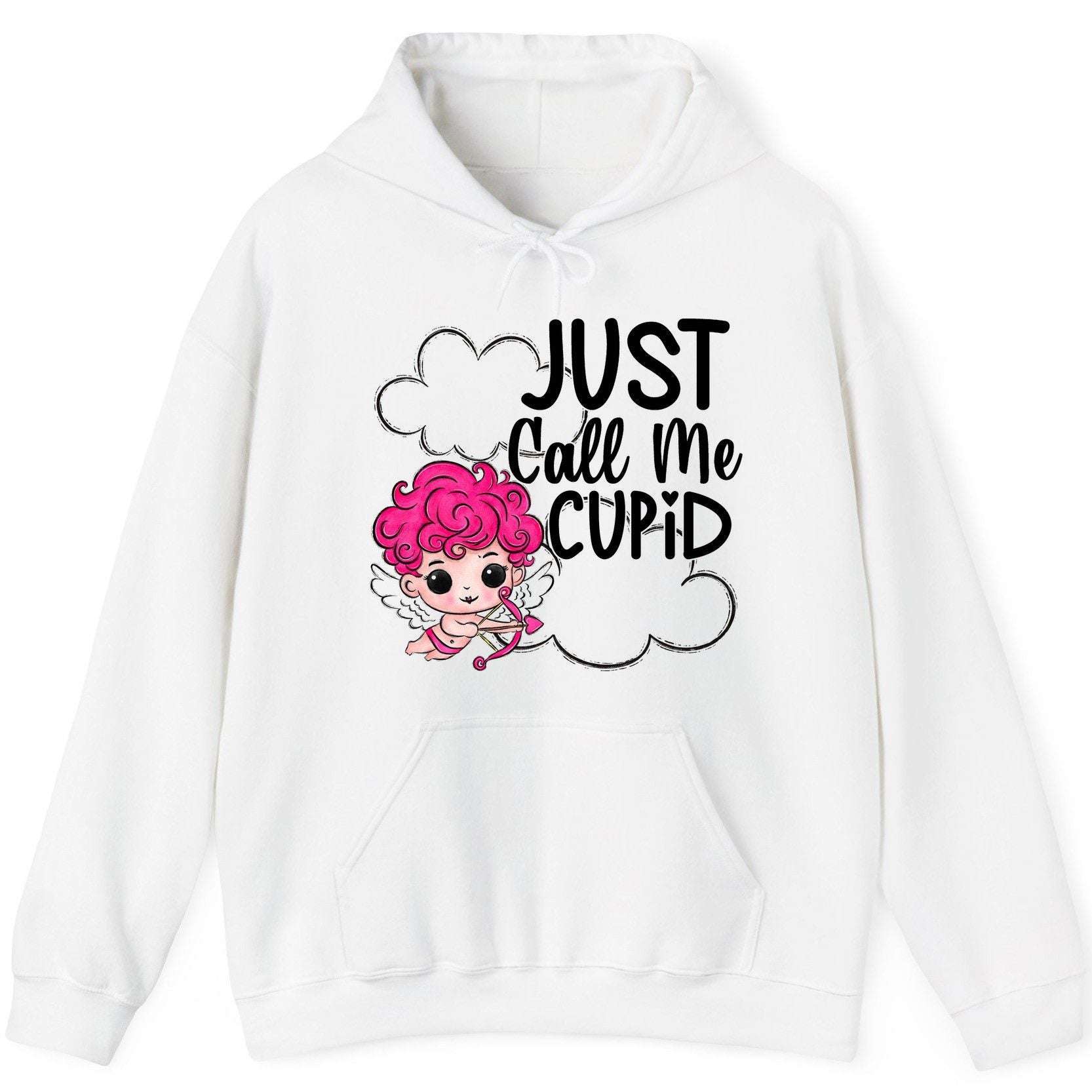 Just Call Me Cupid cupid Hoodie White product mockup