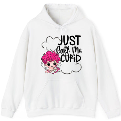 Just Call Me Cupid cupid Hoodie White product mockup