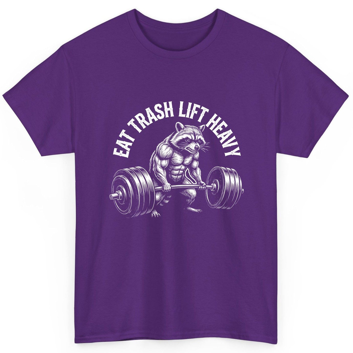 Eat Trash Lift Heavy raccoon T-Shirt Purple product mockup