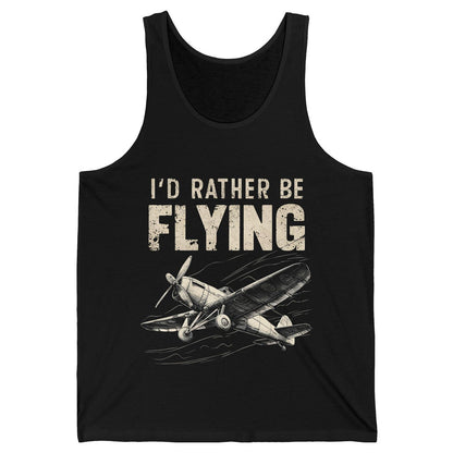 I'd Rather Be Flying vintage propeller plane Tank Top Black product mockup