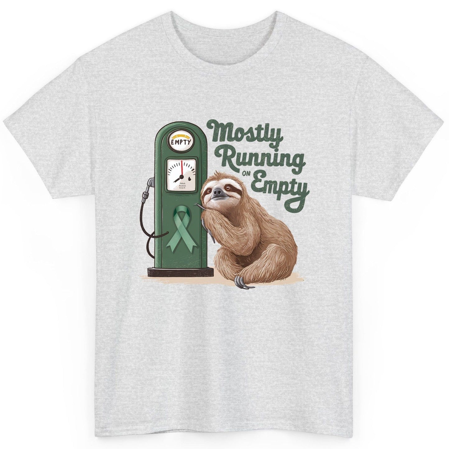Mostly Running on Empty sloth T-Shirt Ash product mockup