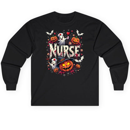Nurse Halloween nurse Long Sleeve Tee Black product mockup