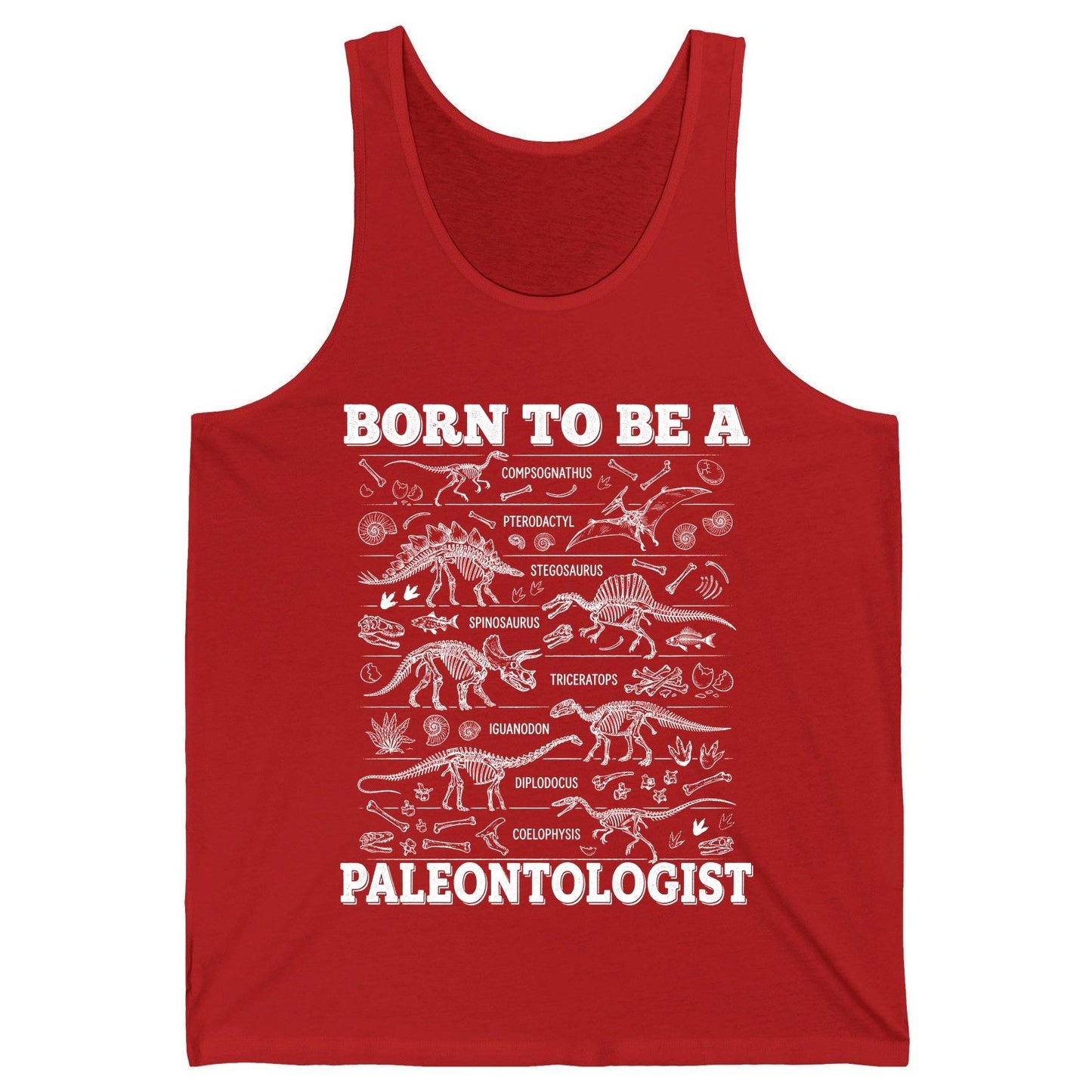 Born to Be a Paleontologist dinosaur skeletons Tank Top Red product mockup