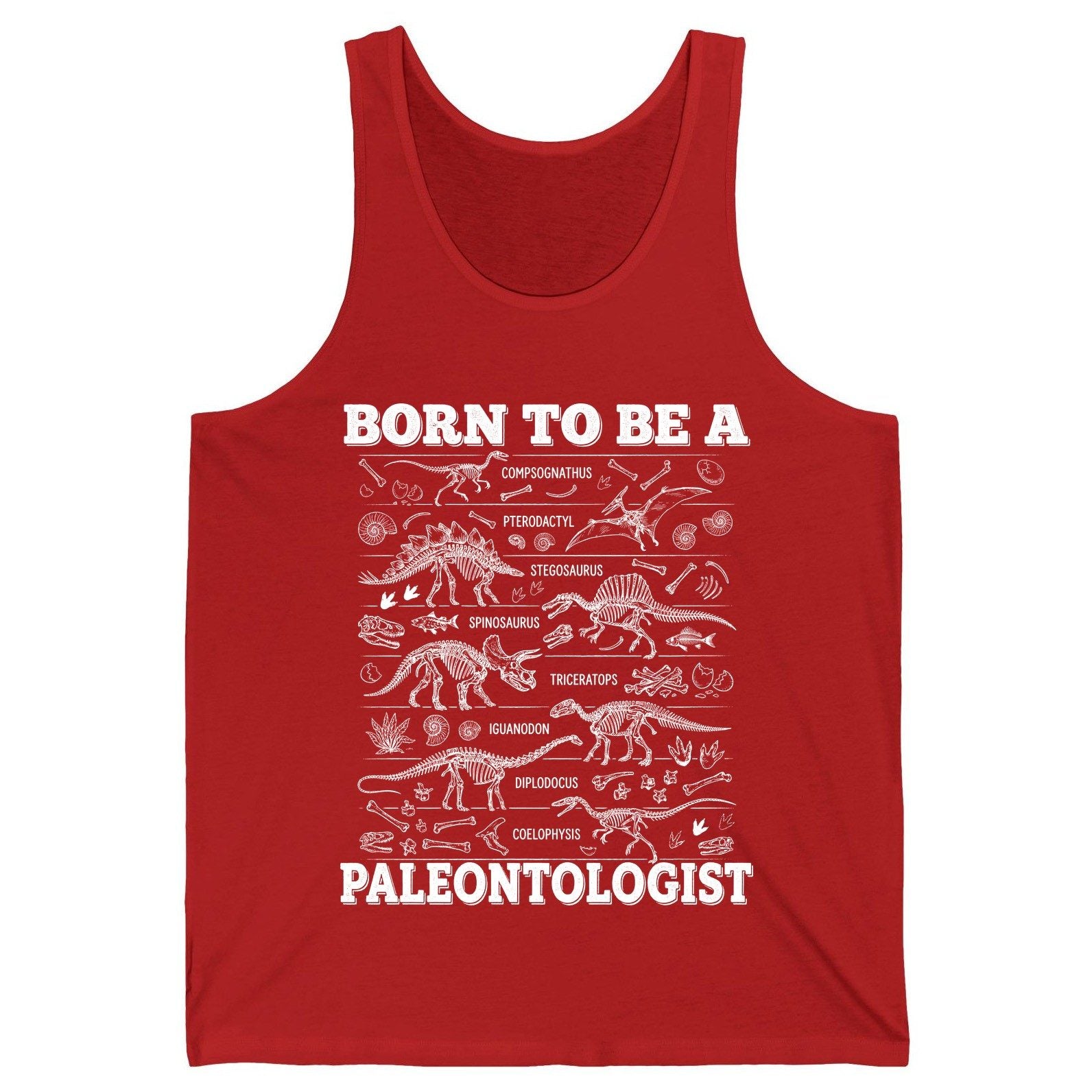 Born to Be a Paleontologist dinosaur skeletons Tank Top Red product mockup