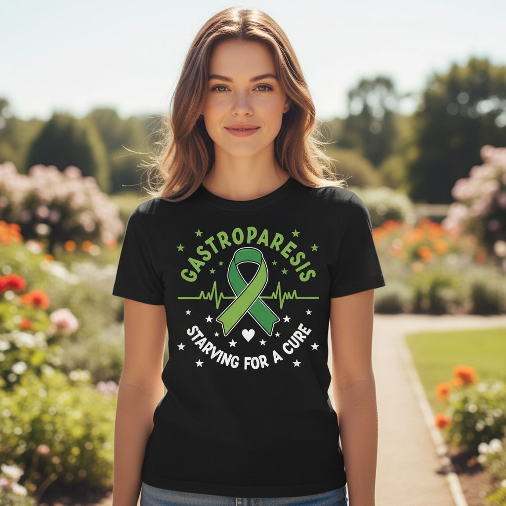 Gastroparesis Starving for a Cure gastroparesis awareness T-Shirt Black lifestyle mockup