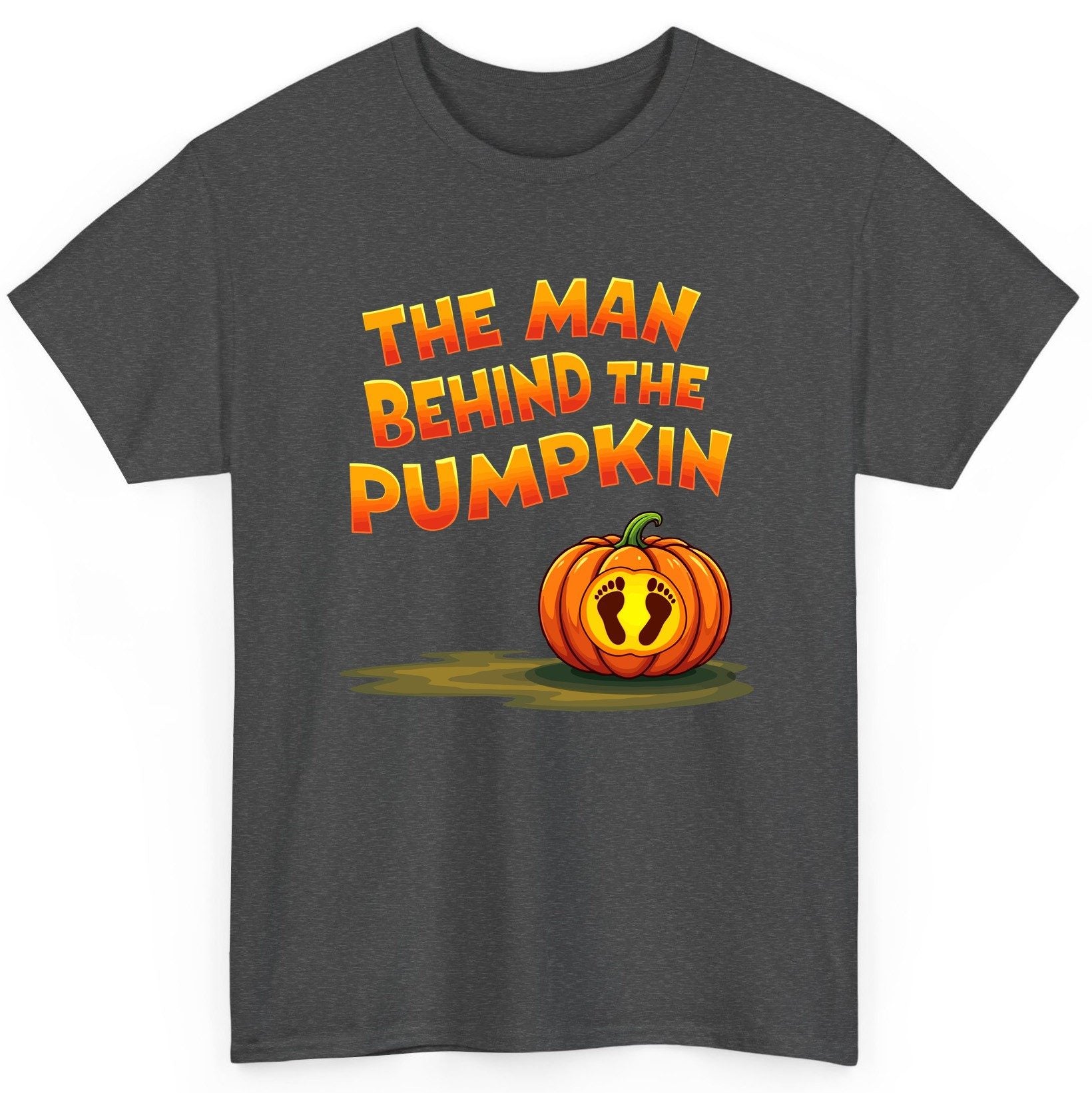 The Man Behind the Pumpkin pregnancy announcement T-Shirt Dark Heather product mockup