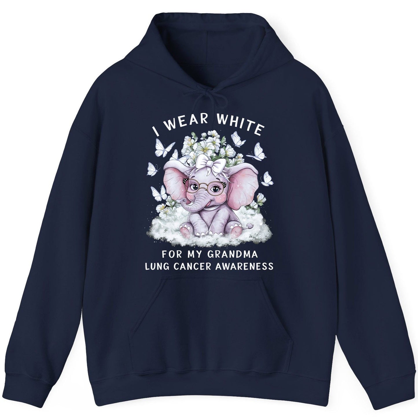 I Wear White for My Grandma Lung Cancer Awareness lung cancer awareness Hoodie Navy product mockup