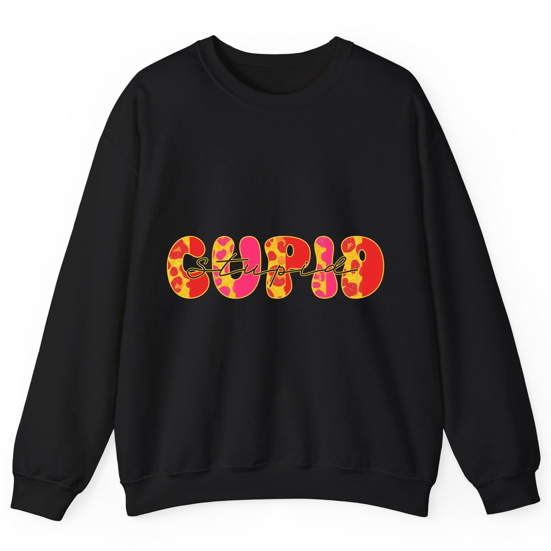 Stupid Cupid anti-Valentine's Day Sweatshirt Black product mockup