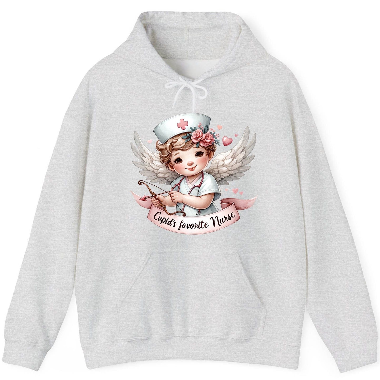 Cupid's Favorite Nurse cupid nurse Hoodie Ash product mockup