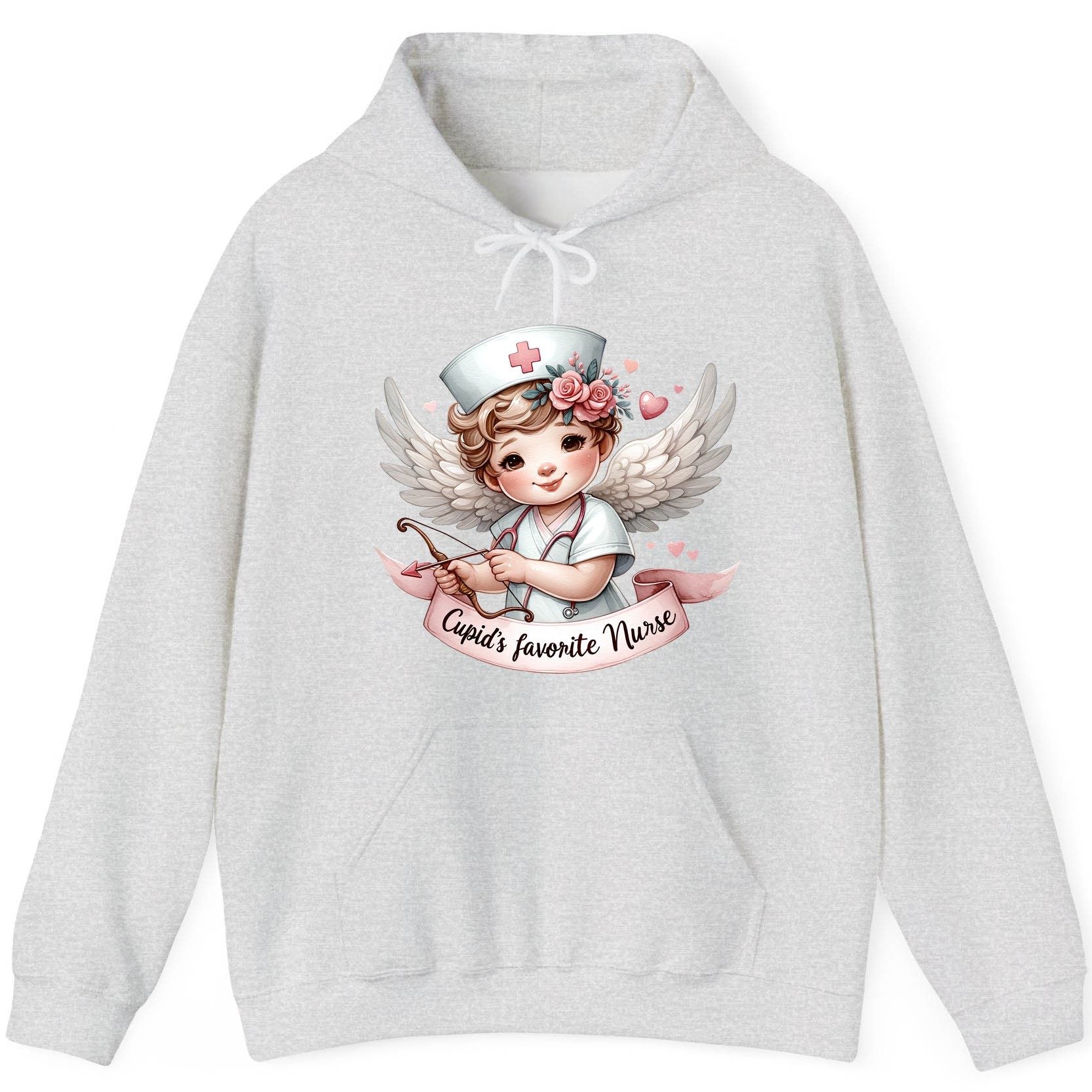 Cupid's Favorite Nurse cupid nurse Hoodie Ash product mockup