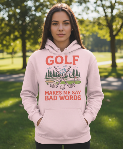 Funny Golf Makes Me Say Bad Words Vintage Design Hoodie - Light Pink