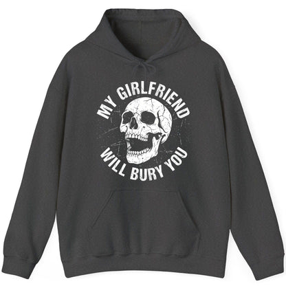 My Girlfriend Will Bury You skull Hoodie Dark Heather product mockup