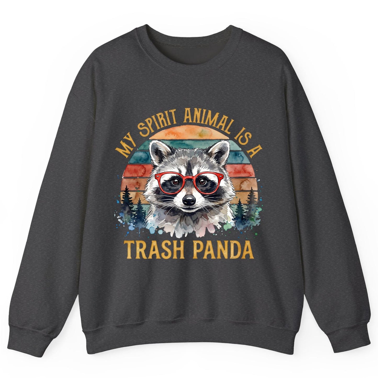 My Spirit Animal Is a Trash Panda raccoon Sweatshirt Dark Heather product mockup