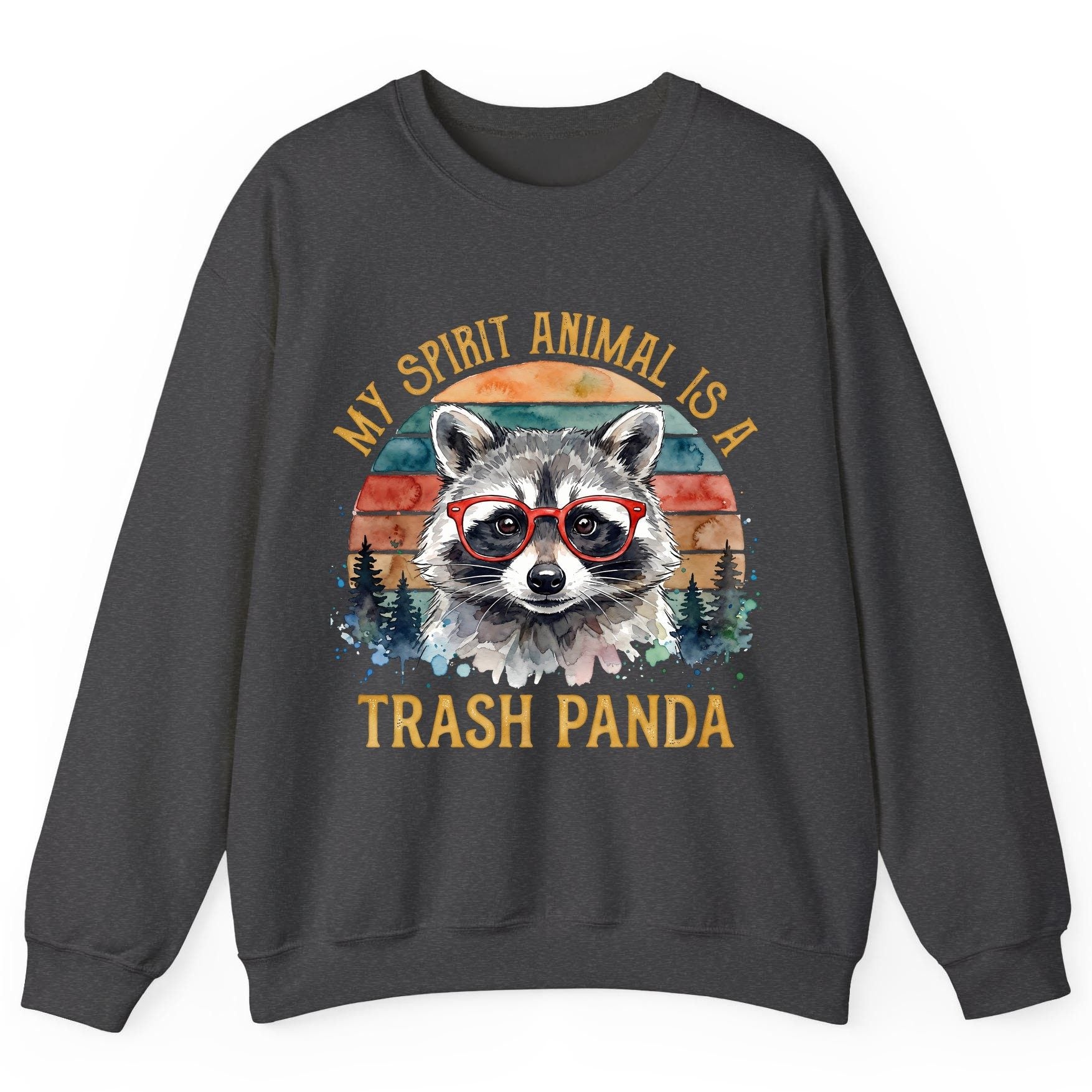My Spirit Animal Is a Trash Panda raccoon Sweatshirt Dark Heather product mockup