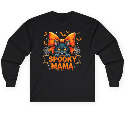 Spooky Mama black cat Long Sleeve Tee Black product mockup
