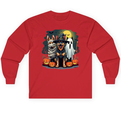 Halloween Dogs in Costumes Halloween dogs Long Sleeve Tee Red product mockup